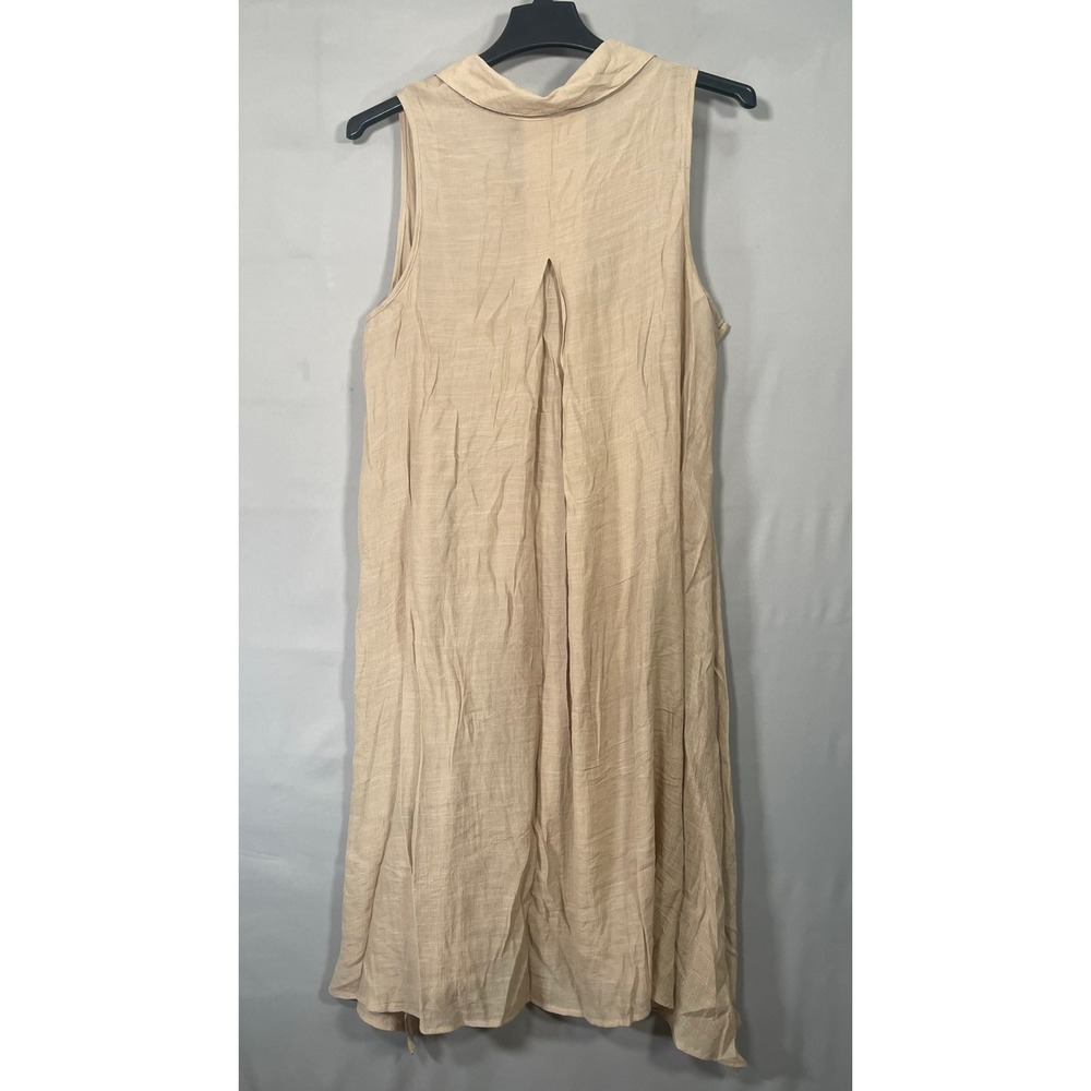 Mlle Gabrielle NWT Womens 2X Tan Sleeveless Button Down Shirt Dress High Low - Picture 2 of 13